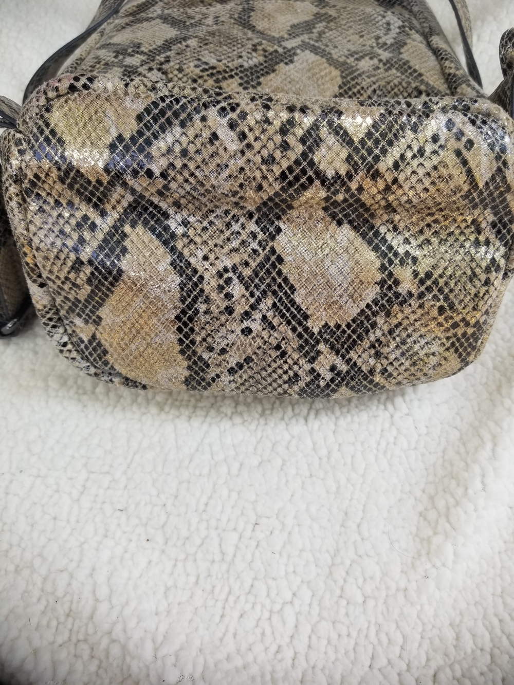 AIMEE KESTENBERG Snake-Print Tote in Beige, Black and Gold Tones - Picture 5 of 11